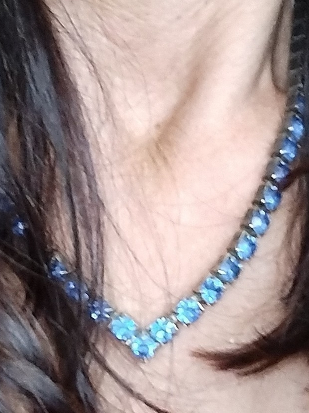 Blue Crystal V-Shape Tennis Necklace - Women Jewelry